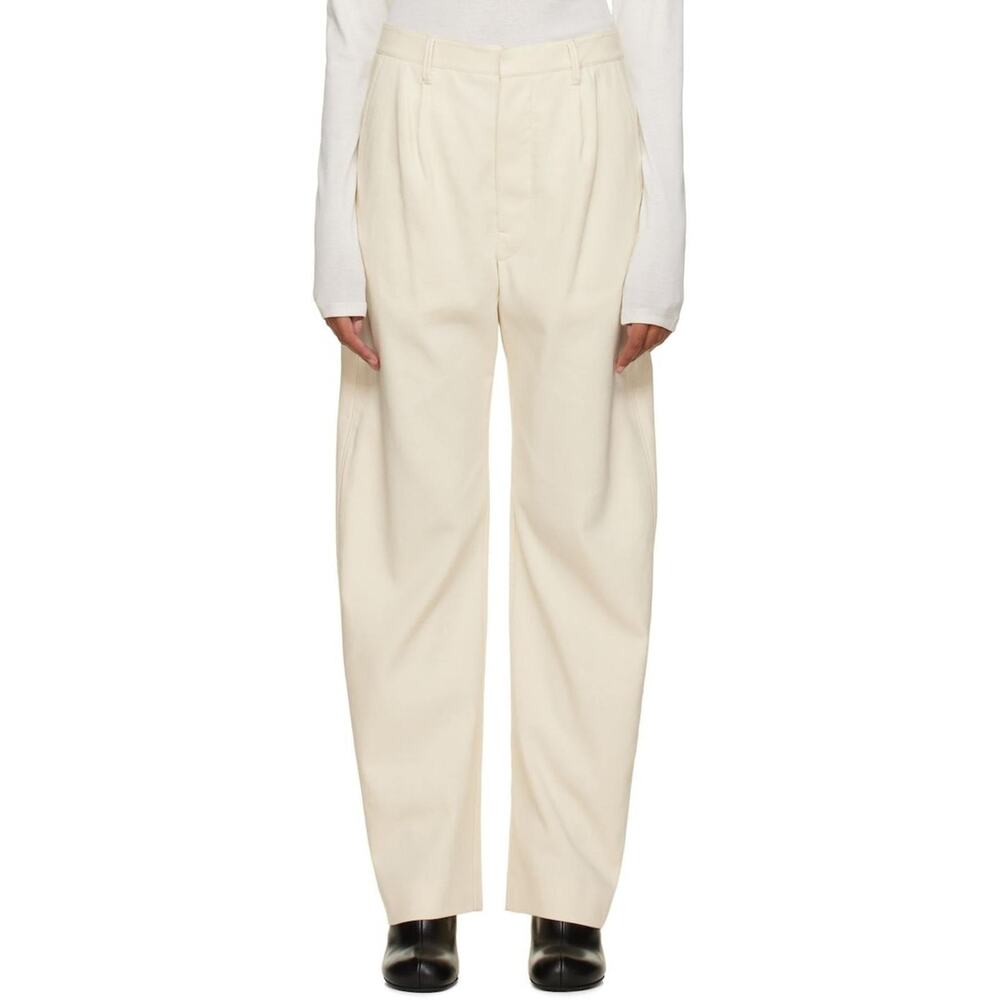 Lemaire Pleated Curved Trousers - 34/4 - Off-White